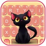 black cute cat theme android application logo